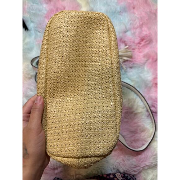 Steve Madden Straw Tote Natural White Crossbody Bag EUC - Picture 10 of 15